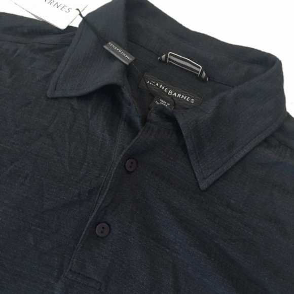 New $155 Vintage Jhane Barnes Silk Polo Shirt!  Sm  Gray Hint of Blue  Textured - Picture 2 of 3